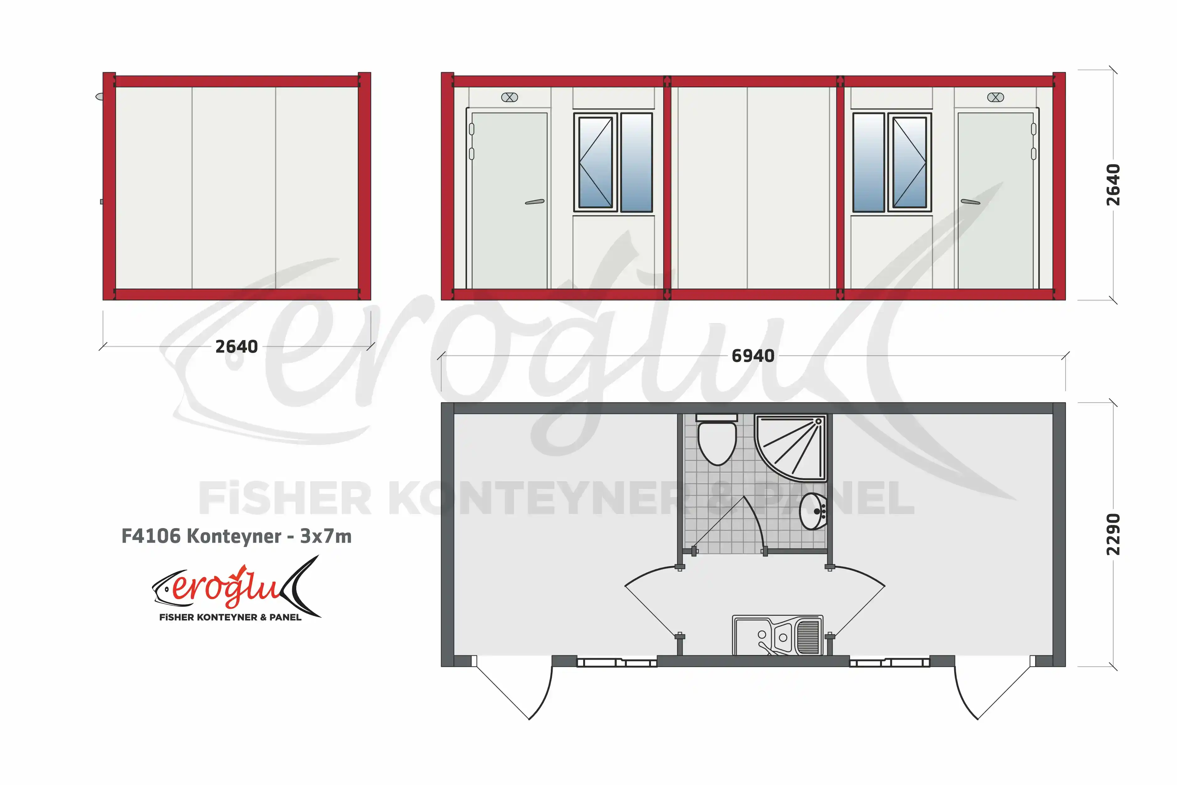 F4106 Konteyner - 3x7m Fisher Panel